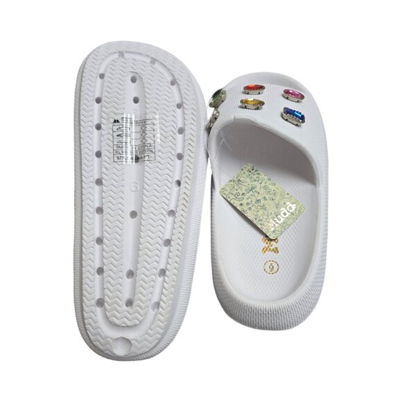 Mudd Girl's Rhinestone Embellished Pool Slides Size 6 NWT - Picture 3 of 3